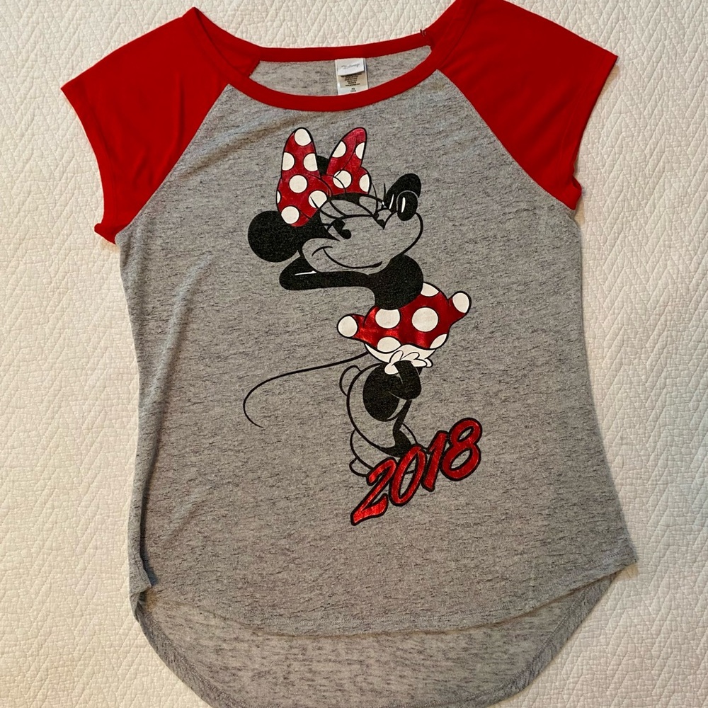 Disney Minnie Mouse Red and Gray Raglan Shirt